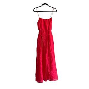 BANANA REPUBLIC Red Sleeveless Maxi Dres With Waist Tie Belt L